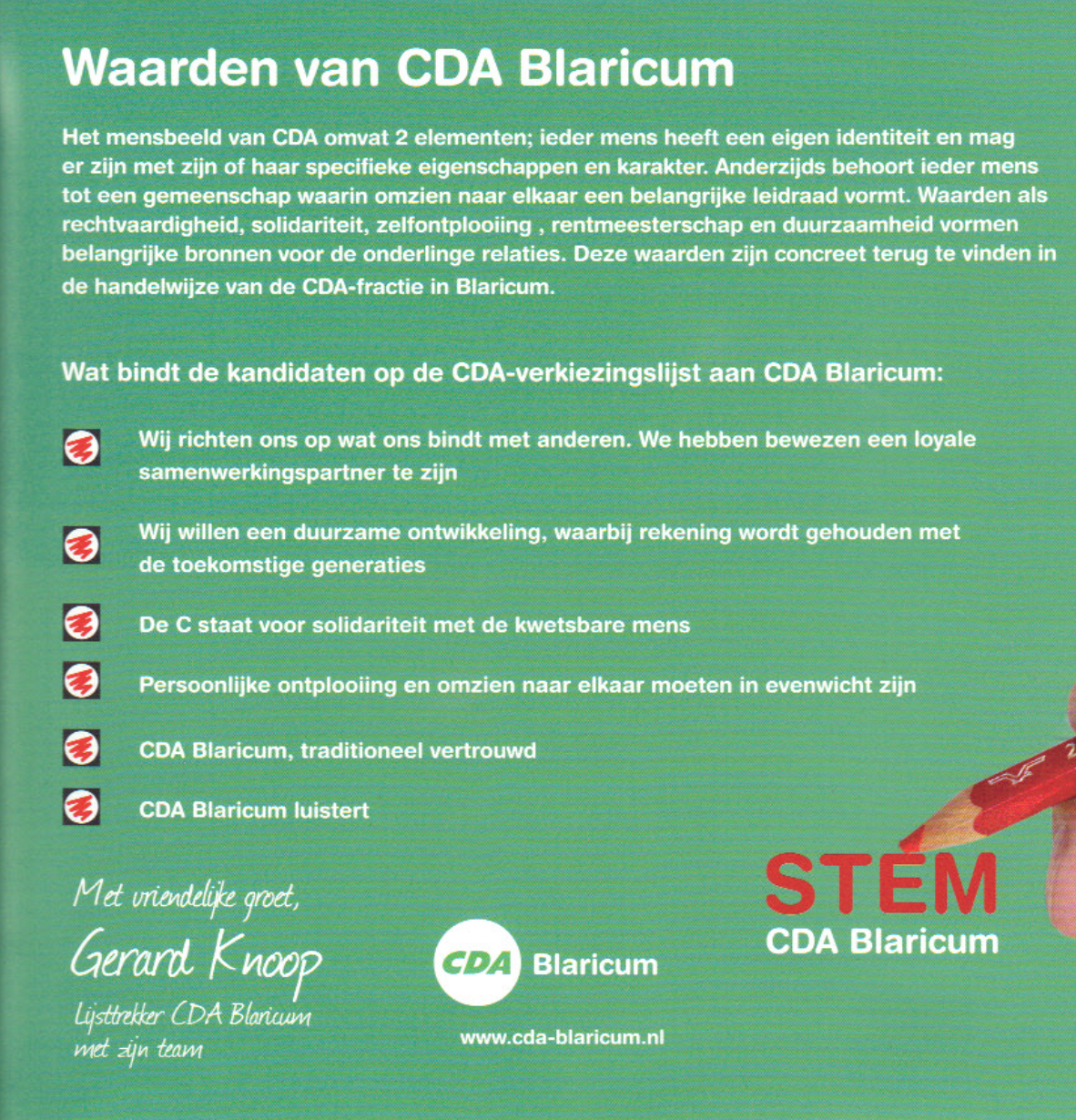 Waarden van CDA Blaricum